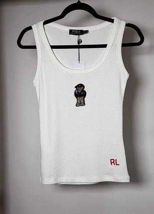 Женская майка polo ralph lauren anagram tank top bear белая (rl24002.1s)