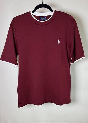 Футболка polo ralph lauren basic cotton бордовая (rl12001.1s)