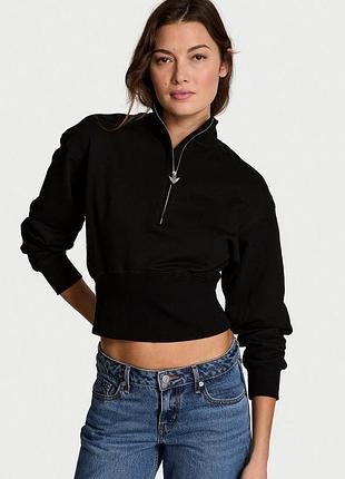 Женский свитшот victoria's secret (236296658471) off-duty terry fitted half-zip sweatshir xs черный