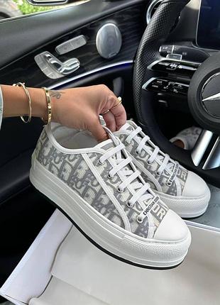Серые женские кроссовки dior b23 sneakers grey platform х диор 36