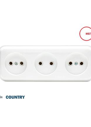 Розетка 3-мест. наружной установки coutnry мегатек mtс-0113-007