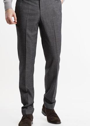 Вовняні брюки charles tyrwhitt slim fit 38w 30l / чоловічі сірі штани графіт