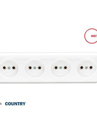 Розетка 4-мест. наружной установки coutnry мегатек mtс-0114-008