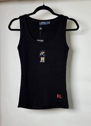 Женская майка polo ralph lauren anagram tank top bear черная (rl24001.1s)