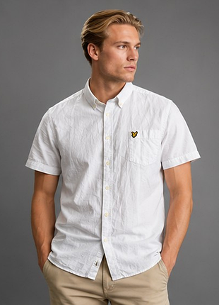 Lyle &amp; scott мужская рубашка белая 100% хлопок xxl оригинал