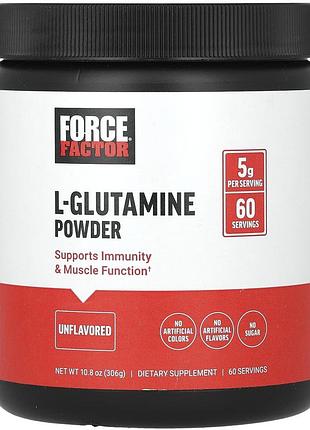 Аминокислота l-глютамин в порошке без вкусовых добавок, force factor, 306 грамм, восстановление после физических нагрузок.
