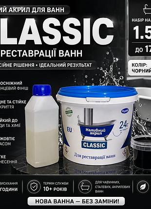 🛁 жидкий акрил для реставрации ванн plastall classic 1.5 м 🖤 черный
