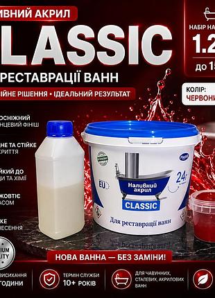 🛁 наливной акрил для реставрации ванн plastall classic 1.2 м ❤️ красный