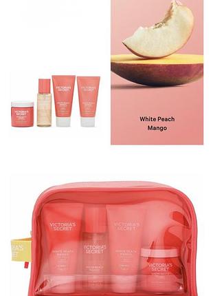 Подарунковий набір спрей міст скраб лосьон white peach mango вікторія сікрет victoria’s secret