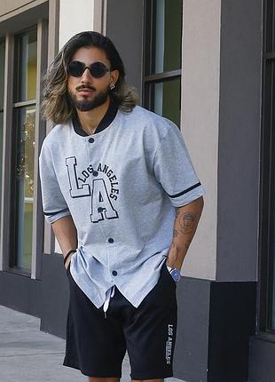 Бейсбольная рубашка джерси zaful colorblock los angeles с графическим принтом streetwear - размер l
