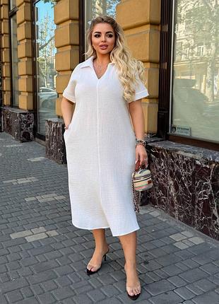 Женское платье из муслина, 4 цвета
