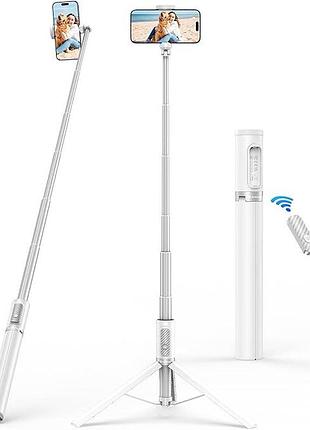 Телескопический монопод-тренога 2-в-1 syncwire 62" phone tripod & selfie stick (white, 157 см, с bluetooth-пультом)