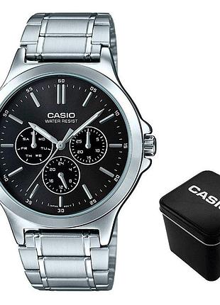 Мужские наручные часы casio mtp-v300d-1a серебристые с черным циферблатом