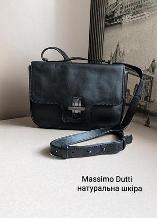 Сумка крос-боді massimo dutti жіноча з натур. шкіри join life невеличка чорна ориг.
