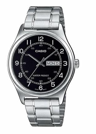 Мужские наручные часы casio mtp-v006d-1b2 серебристые с черным циферблатом