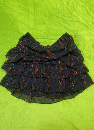 Спідниця з воланами синя-чорна