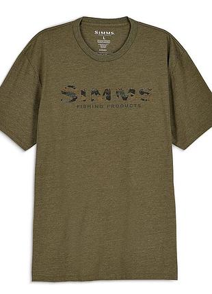 Футболка simms shroud fill logo t-shirt military heather l (14276-914-40)