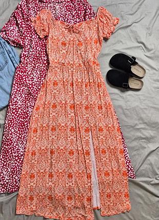 Длинное женское платье из вискозы 18 размера