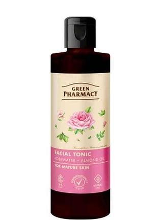Тоник для лица 200 мл. (розовая вода и миндаль) тм green pharmacy