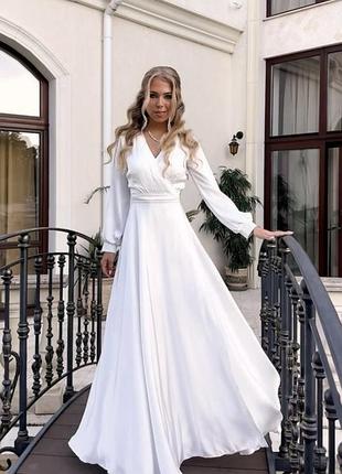 Біла довга весільна сукня tanita romario