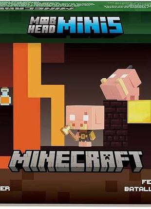 Игровой набор фигурок mattel minecraft mob head minis nether fire battle hkr59 | 4 фигурки и аксессуары