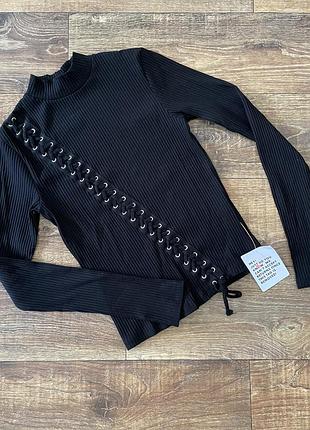 Новий лонгслів asos design у рубчик зі шнурівкою | xs