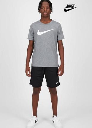 Оригинальная детская футболка nike на рост 128 137 см для мальчика спортивная серая на найк dri fit футбольная а1