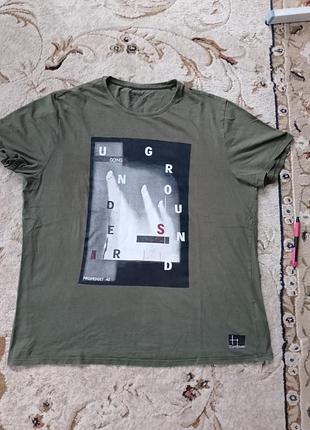Футболка с принтом xl -2xl хаки