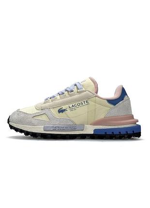 Жіночі кросівки lacoste elite active beige blue pink
