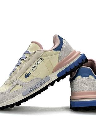 Жіночі кросівки lacoste elite active beige blue pink