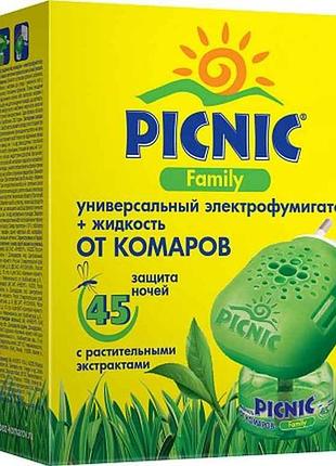 Электрофумигаторжидина от комаров 30 мл (45 ночей) picnic family тм picnic