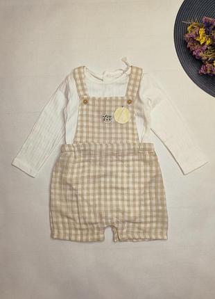 Новый костюм боди + комбинезон шортами 1-1.5 года