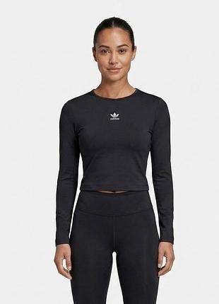 Чорний спортивний еластичний лонгслів від adidas  розмір s кофта