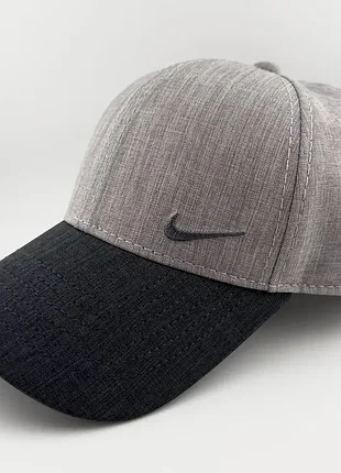 Кепка бейсболка nike летняя из натурального льна, серая (мужская / женская)