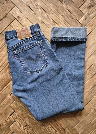 Винтажные голубые голубые прямые джинсы levi's 501 винтаж высокая посадка талия джинсы levis