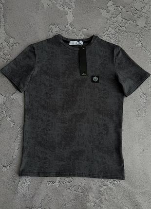 Футболка мужская летняя stone island хлопковая с логотипом s-xxl темно-серая
