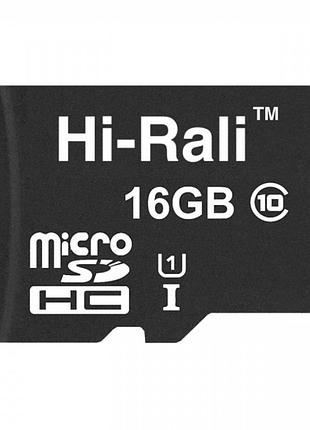 Картка пам'яті hi-rali micro sdhc 16gb uhs-1 10 class чорний