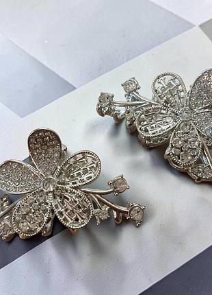Металевий краб для волосся, квітка з камінням. висота 3,5 см. ширина 6 см.