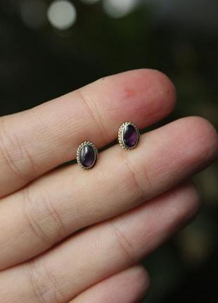Серебро 925 аметист гвоздики винтаж