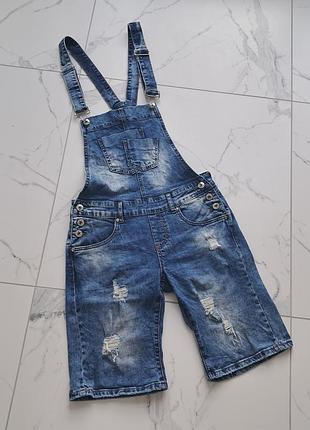 Жіночий джинсовий комбінезон з шортами version jeans розмір xs-s fashion jeans комбінезон жіночий шорти 25 розмір