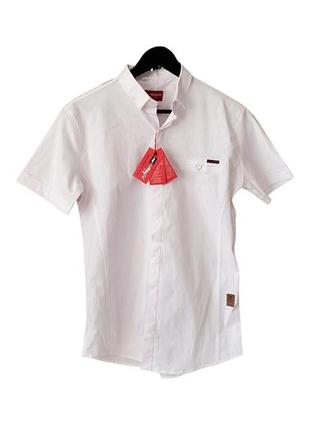 Белая подростковая рубашка redpolo slim fit (размер m / 40) на мальчика - новая