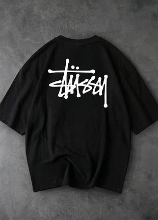 Футболка чоловіча оверсайз stussy літня бавовна туреччина s-xxl чорна біла сіра