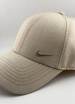 Кепка бейсболка nike летняя из натурального льна, бежевая (мужская / женская)