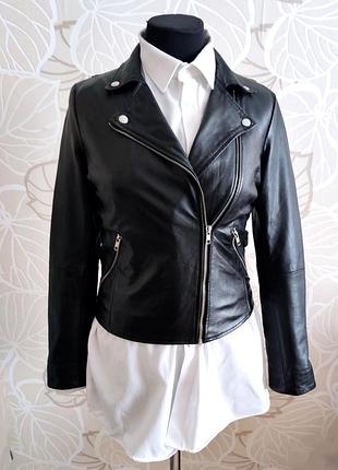 Черная куртка косуха из настоящей кожи selected femme 36 evro