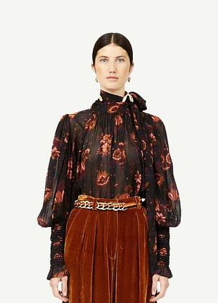 Розкішна шовкова блуза ulla johnson lesli floral print silk blouse - valerian