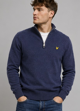 Lyle &amp; scott джемпер свитшот кофта 100% хлопок zip нeck синий оригинал s m
