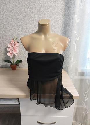 Черный топ бандо из сеточки boohoo.