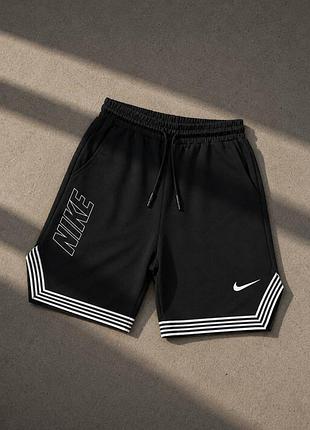 Шорты мужские трикотажные nike спортивные летние хлопок с лампасами s-xl черные