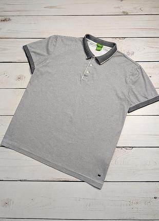 Мужская серая полосатая футболка поло hugo boss оригинал хуго босс размер l xl