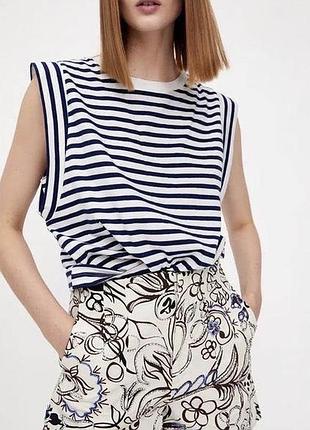 Котонова футболка топ у смужку zara